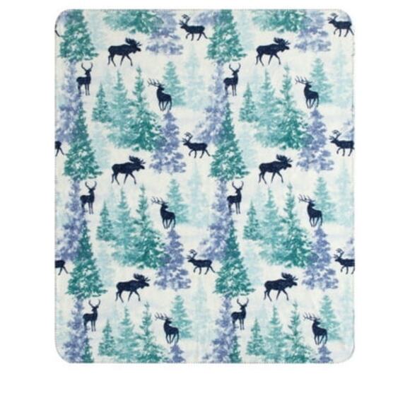 Holiday Time Super Soft Plush Throw Wilderness 50X60 White Background - Picture 1 of 4